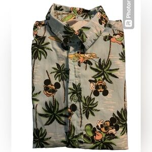 Disney Surfer Mickey Mouse Hawaiian Button Down Shirt . Junior 14 / 16